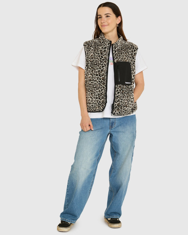 Womens Sherpa Vest | Leopard | WOMENS | TOPS | FLEECE AND HOODIES | VEST | SHERPA | DHaRCO | MTB | Image 6 of 7