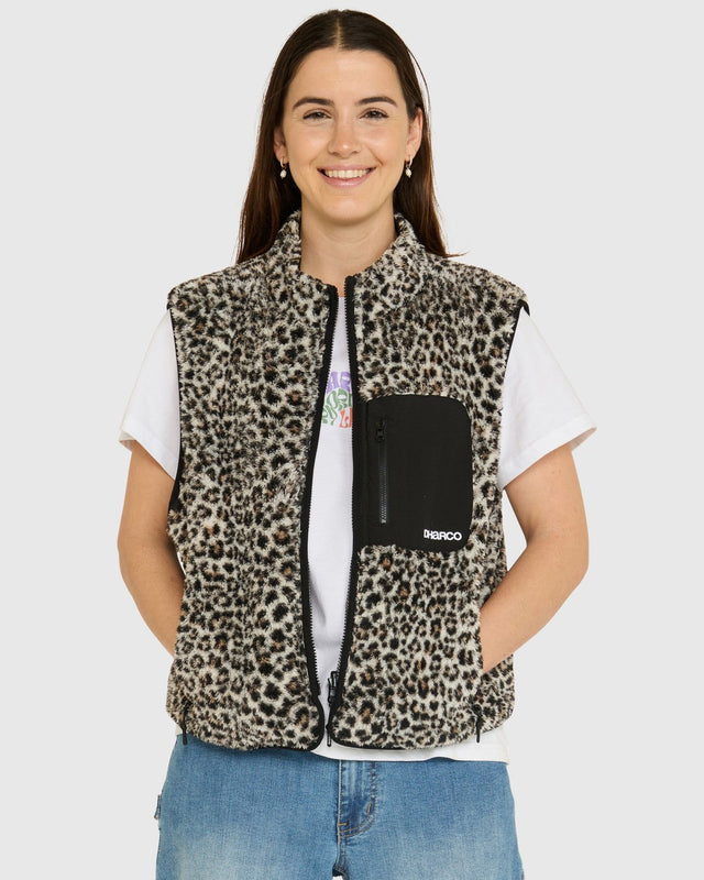 Womens Sherpa Vest | Leopard | WOMENS | TOPS | FLEECE AND HOODIES | VEST | SHERPA | DHaRCO | MTB | Image 3 of 7