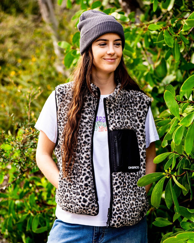 Womens Sherpa Vest | Leopard | WOMENS | TOPS | FLEECE AND HOODIES | VEST | SHERPA | DHaRCO | MTB | Image 1 of 7