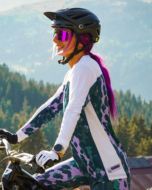 Womens Race Jersey | Isa Signature - Purple Leopard | WOMENS | TOPS | JERSEYS | LONG SLEEVES | RACE JERSEY | DHaRCO | MTB | Image 3 of 6